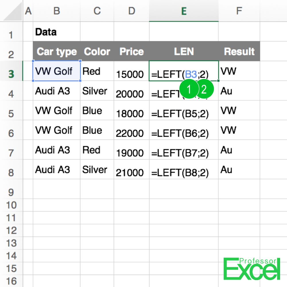 Function Excel Left