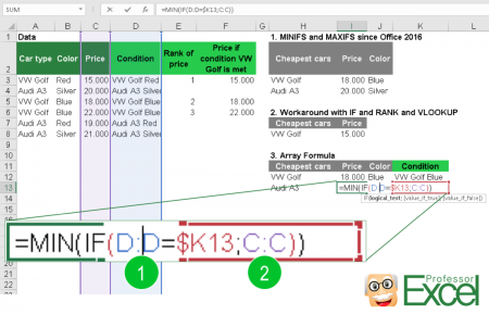 minif, minifs, maxif, maxifs, array, formula, excel