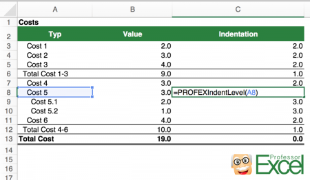 indentation, indent, level, excel, cell