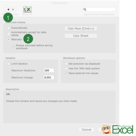 manual, calculation, excel, settings