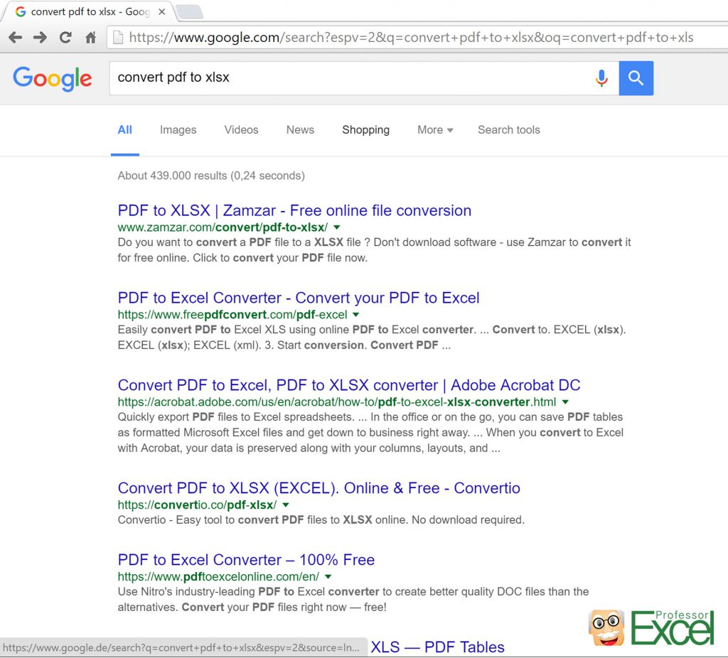 pdf file excel convert