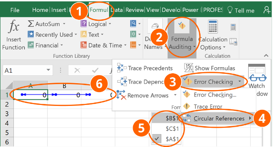 circular, references, excel, find, identify