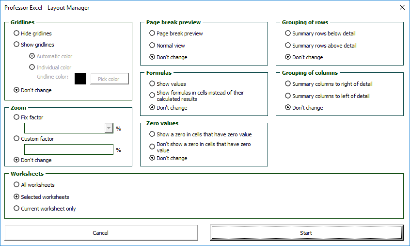 layout, manager, gridlines, excel, tools, excel, add-in