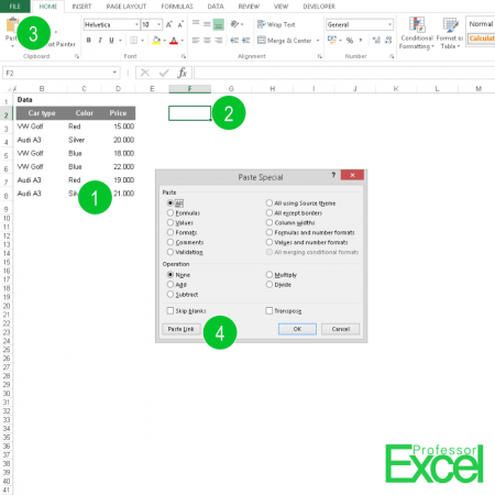 paste, links, paste links, paste as link, excel, How to Paste Cell Links