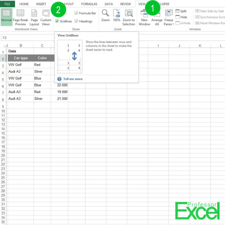 hide, gridlines, excel, lines, cells, borders