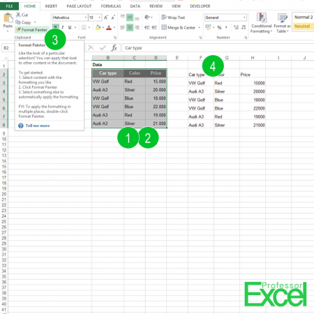 format, painter, format painter, excel, How to Use the Format Painter