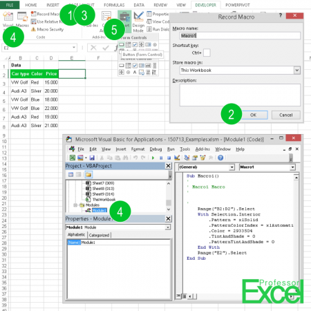 vba, macro, record, program, edit, excel