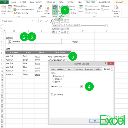 View buttons in excel