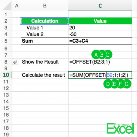 OFFSET, formula, Excel