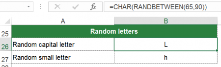 small, capital, letters, random, characters, char, excel