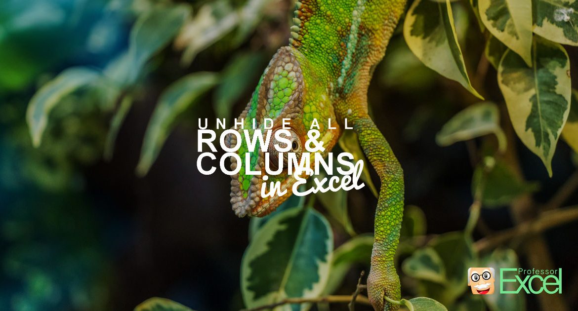 Unhide all rows and columns at once in Excel.