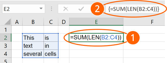 array, formula, length, multiple, cells