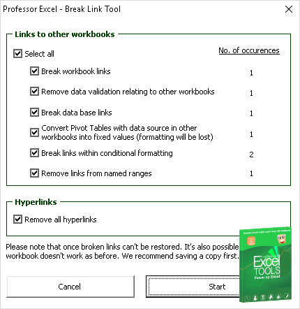 how to find broken links in excel