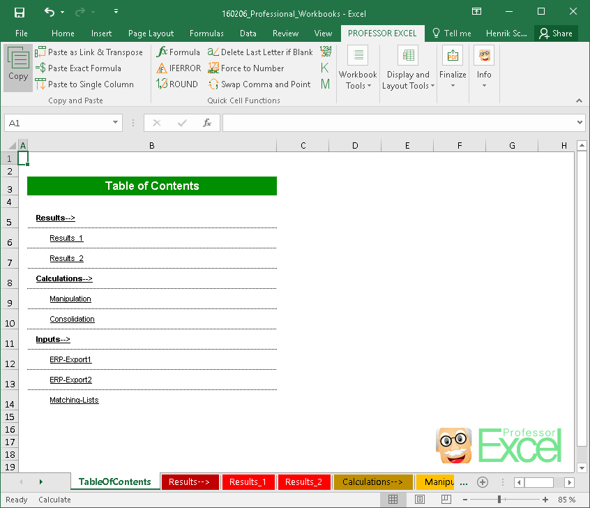 Table Of Contents Excel Template from professor-excel.com
