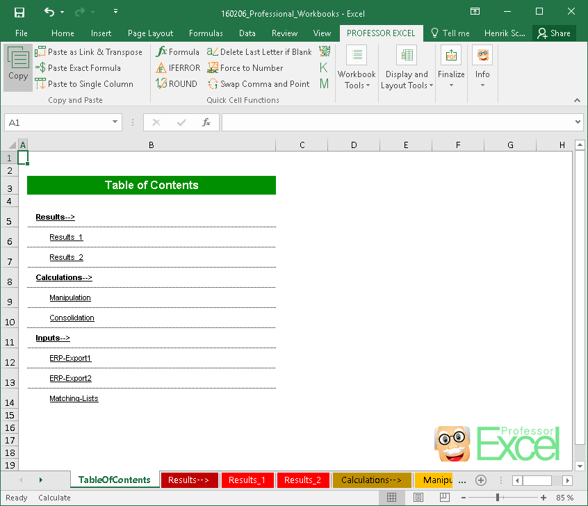 Excel Table Of Contents Template 2318