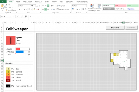 cellsweeper, game, excel