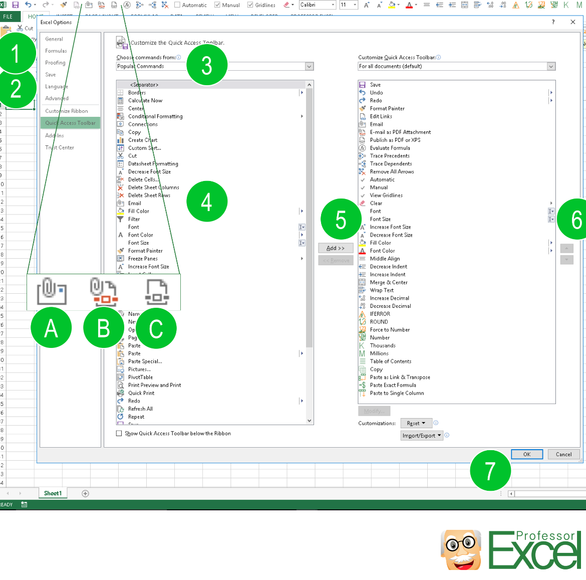 microsoft excel buttons