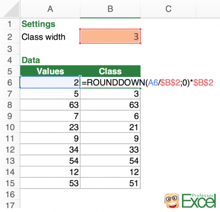 classes, classifiy, class, round, rounddown, excel 