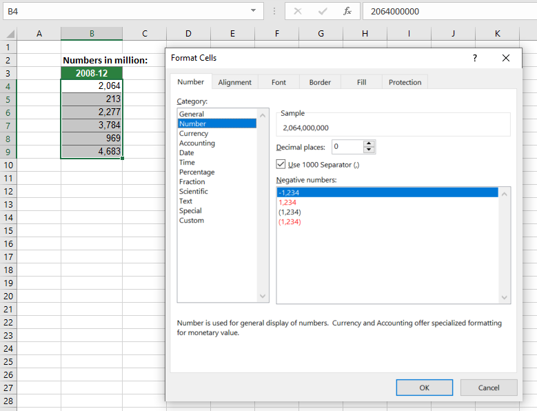 Revert thousands or millions back to normal number in Excel