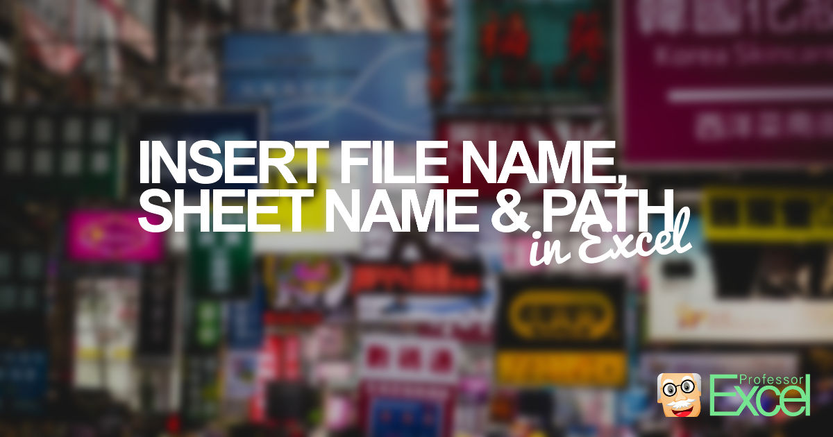 File Name Sheet Name Path Insert File Information In Excel Cell Professor Excel