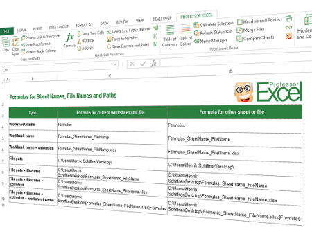 File Name Sheet Name Path Insert File Information In Excel Cell Professor Excel