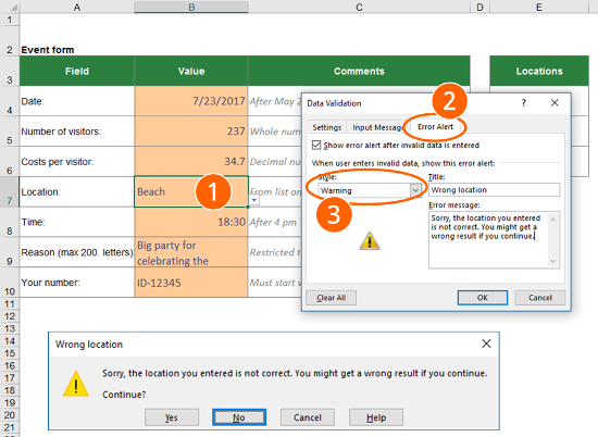 error, message, data, entry, excel