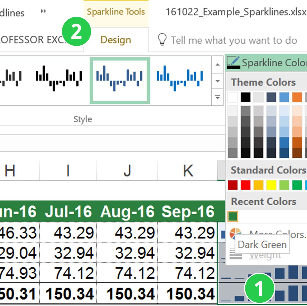 How To Change Sparkline Color