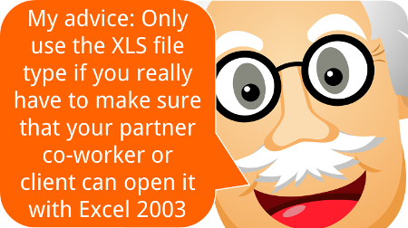 advice, xls, file type, extension, excel