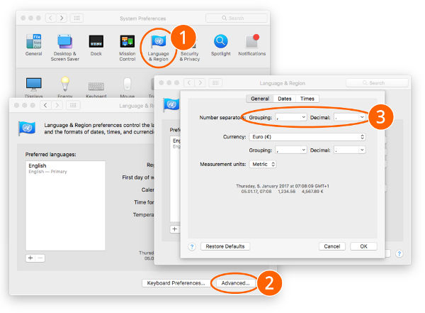 excel, mac, separators, change, thousands, decimal