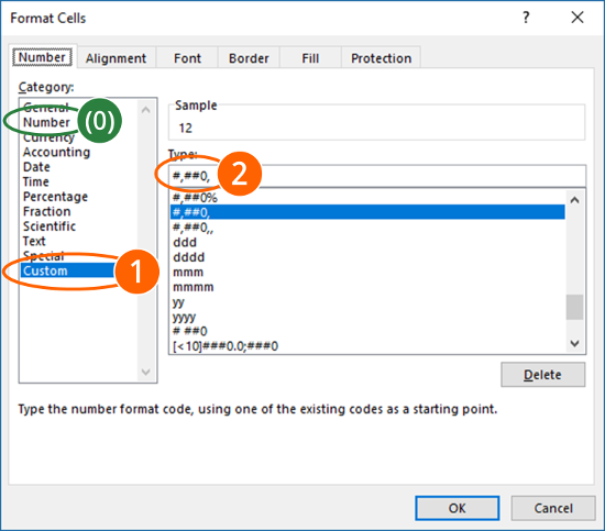 custom, number, format, excel, insert