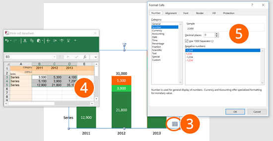 label, format, think-cell, modify, custom, customize, powerpoint