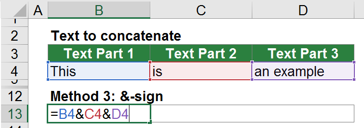 Example of the &-sign to combine values.