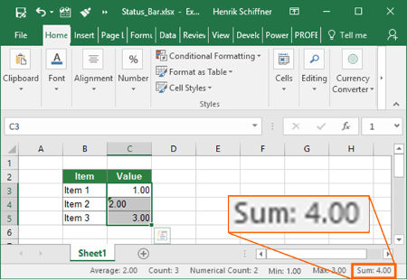 number, formatted, text, excel, status, bar, information