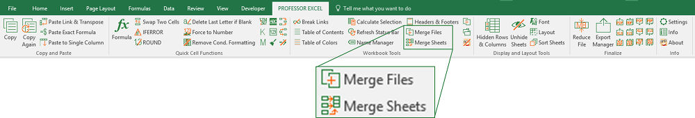 merge sheets, professor excel tools