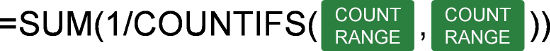 Simplified version of the formula for counting unique records, not handling blank cells (has to be entered as an array formula).