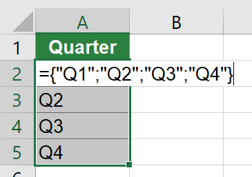 Example for array constants.