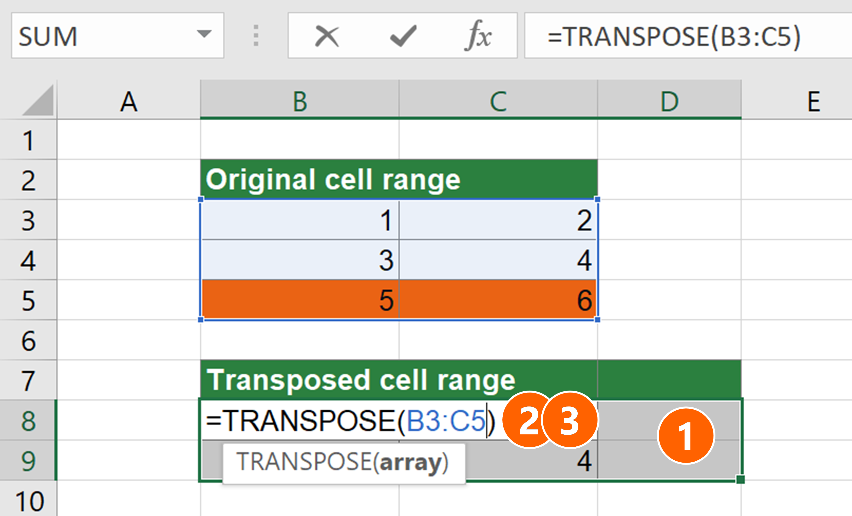 Steps for changing the size of a multi-cell array formula.