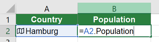 Example for inserting a data type not using the FIELDVALUE formula.