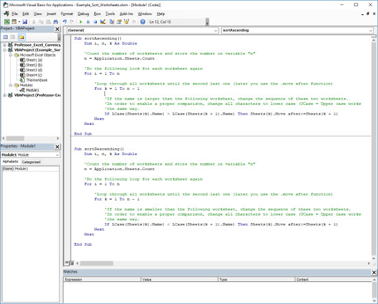 Sort sheets in Excel using a VBA macro.