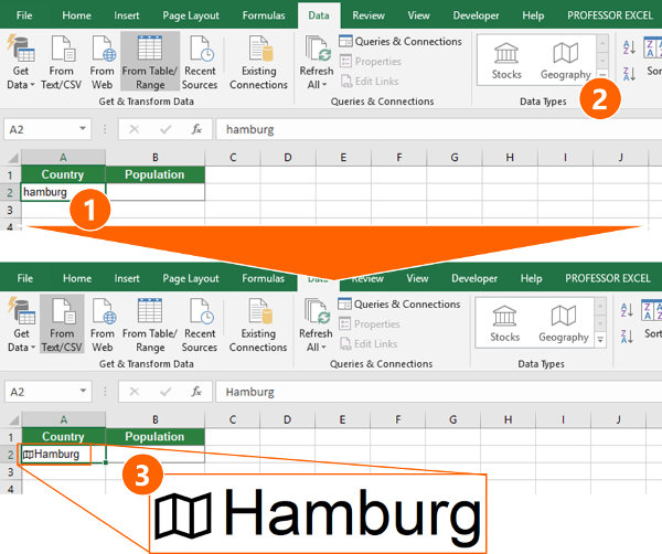 Preparation for using the new data types in Excel.