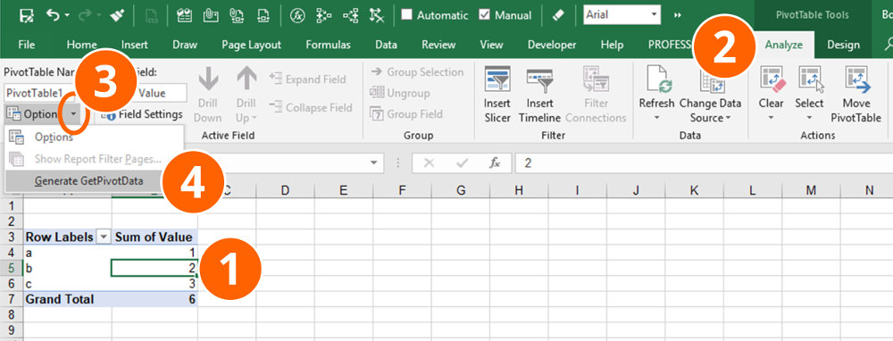Steps for disabling GETPIVOTDATA in Excel permanently.