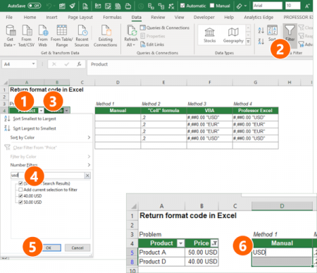 return line number excel