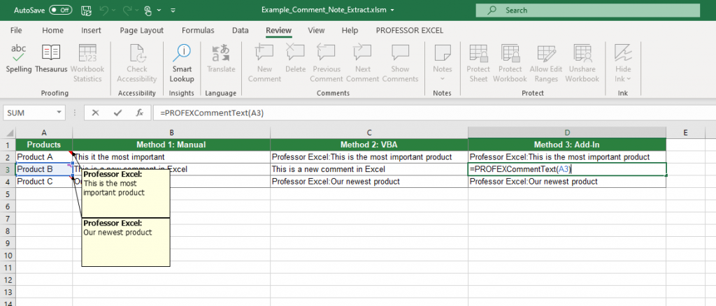 Extract Comment Text from Excel Cell: 3 Easy Methods (+Download)