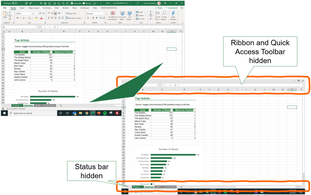 Excel Screen Share in "Full Screen Mode".