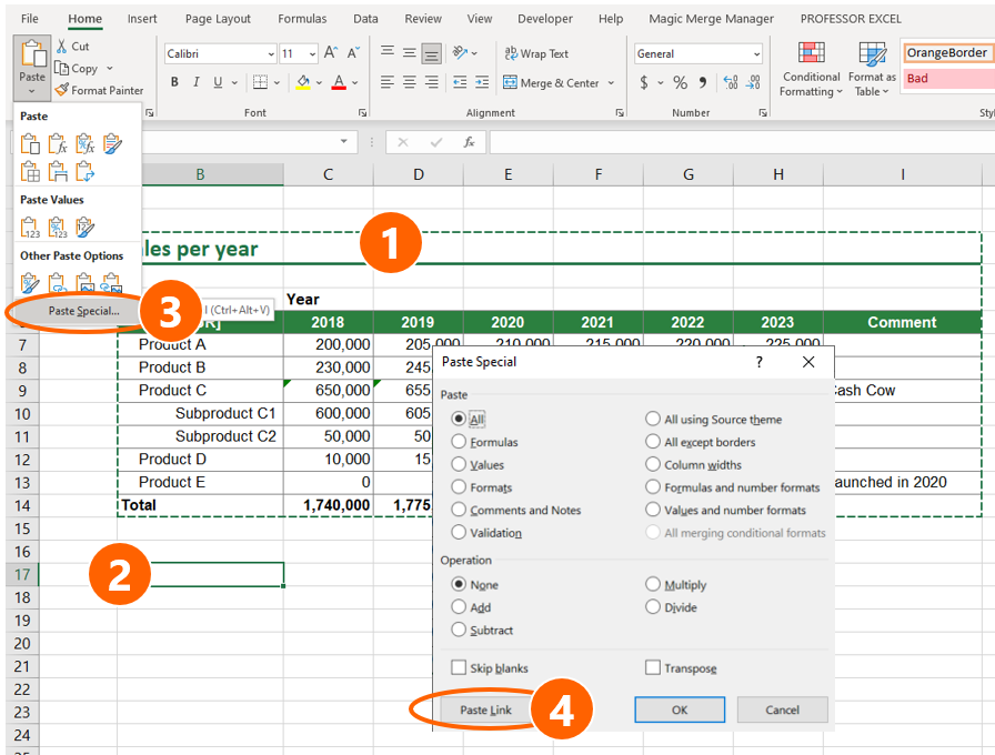 paste image link excel