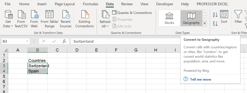 In order to insert the flags, first convert your country names to data type "Geography".