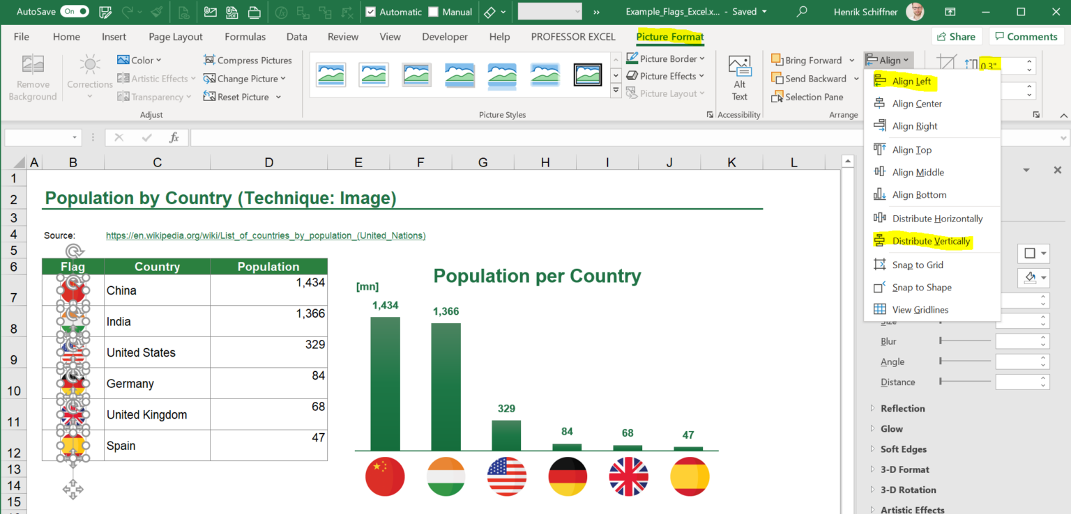 Professor Excel — Flags In Excel How To Easily Insert Country Flag 3092