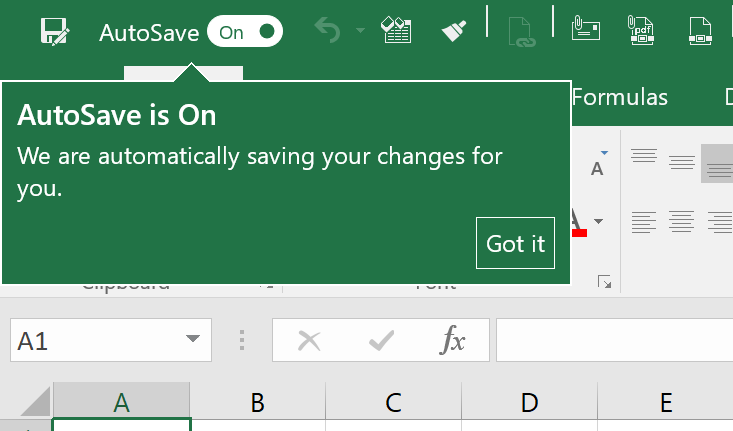 If you only want to disable the AutoSave function for the current workbook in Excel, click on "Off" in the Quick Access Toolbar.