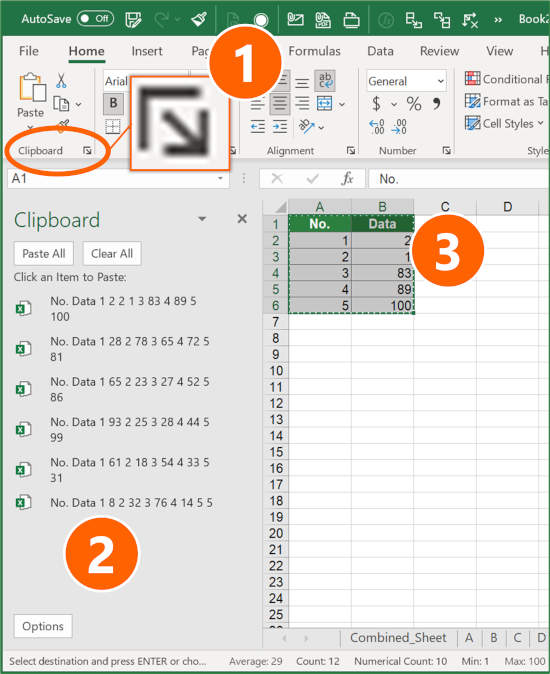 merge sheets, paste all, clipboard