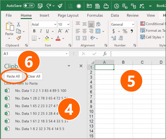 merge sheets, paste all, clipboard